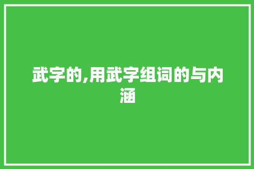 武字的,用武字组词的与内涵