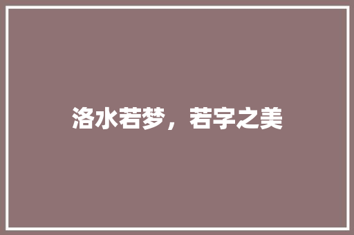 洛水若梦，若字之美