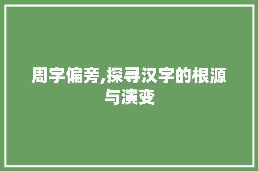 周字偏旁,探寻汉字的根源与演变