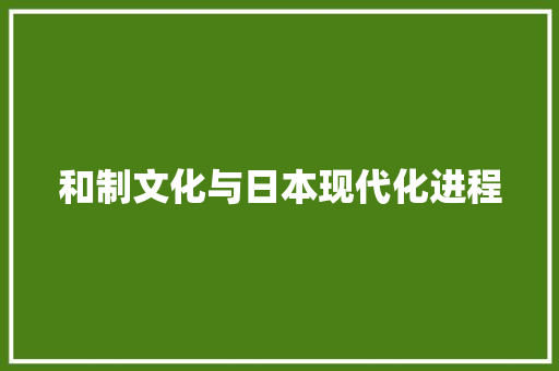 和制文化与日本现代化进程