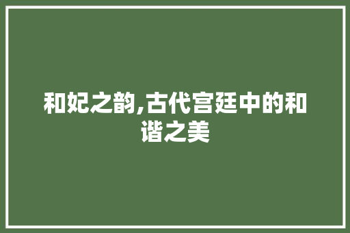 和妃之韵,古代宫廷中的和谐之美