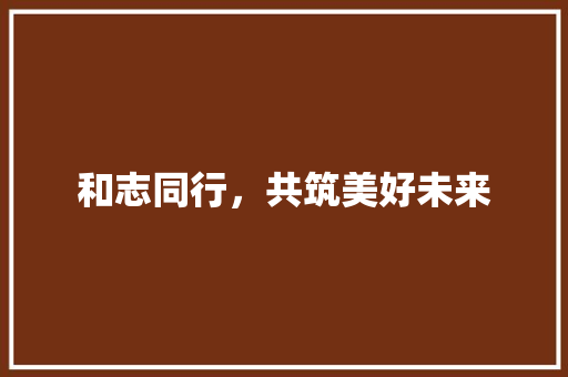 和志同行，共筑美好未来