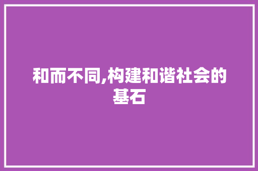 和而不同,构建和谐社会的基石 演讲稿范文
