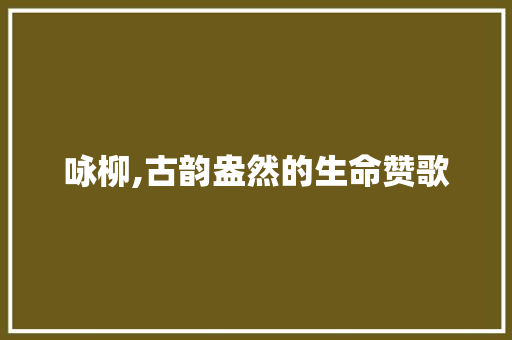 咏柳,古韵盎然的生命赞歌