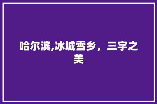 哈尔滨,冰城雪乡，三字之美