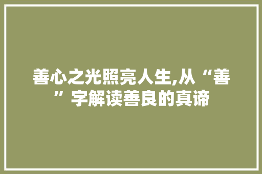 善心之光照亮人生,从“善”字解读善良的真谛