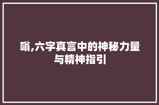 嗡,六字真言中的神秘力量与精神指引