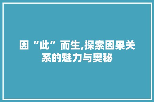 因“此”而生,探索因果关系的魅力与奥秘
