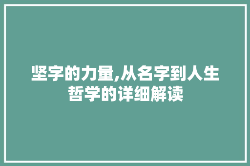 坚字的力量,从名字到人生哲学的详细解读