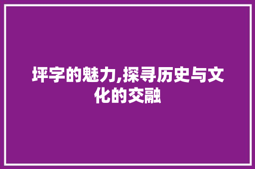 坪字的魅力,探寻历史与文化的交融