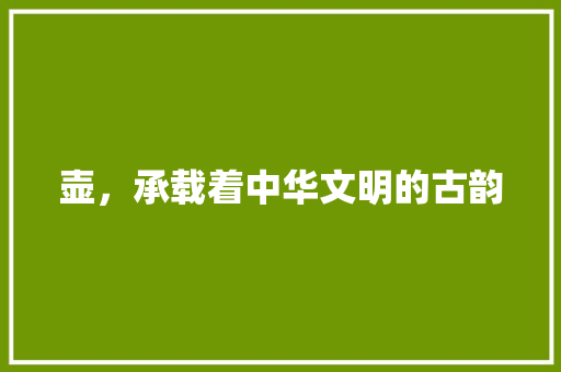 壶，承载着中华文明的古韵