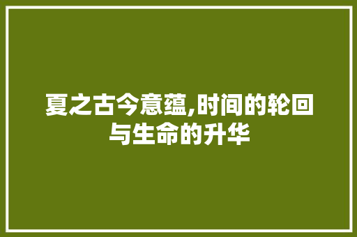 夏之古今意蕴,时间的轮回与生命的升华