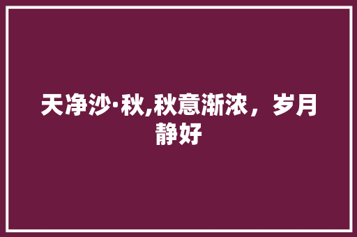 天净沙·秋,秋意渐浓，岁月静好