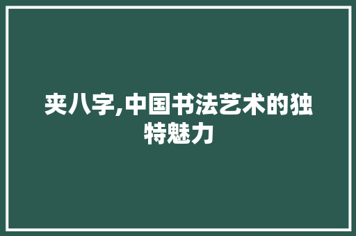 夹八字,中国书法艺术的独特魅力