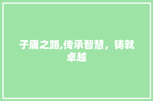 子庸之路,传承智慧，铸就卓越
