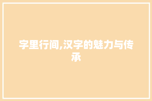 字里行间,汉字的魅力与传承