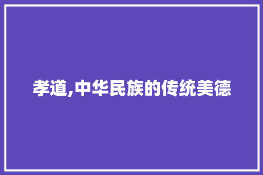 孝道,中华民族的传统美德