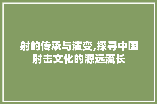 射的传承与演变,探寻中国射击文化的源远流长
