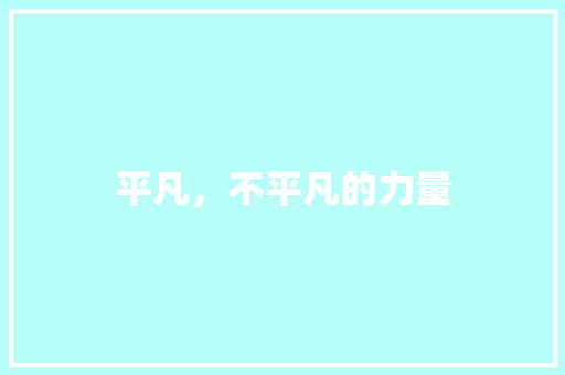 平凡，不平凡的力量