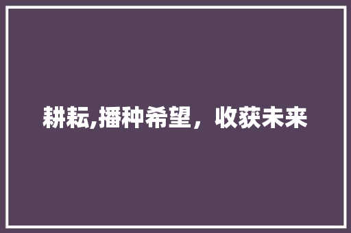 耕耘,播种希望，收获未来