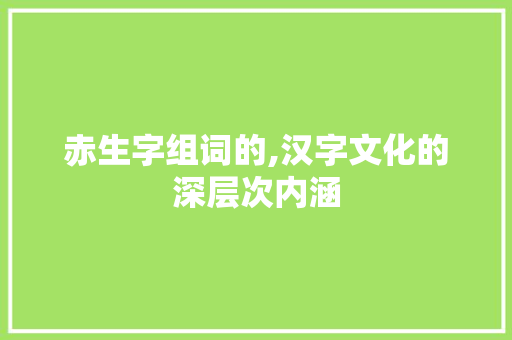 赤生字组词的,汉字文化的深层次内涵