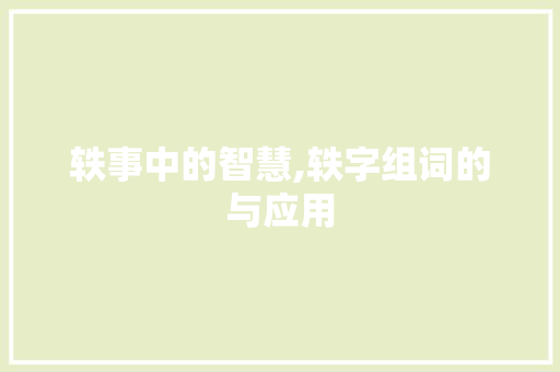 轶事中的智慧,轶字组词的与应用