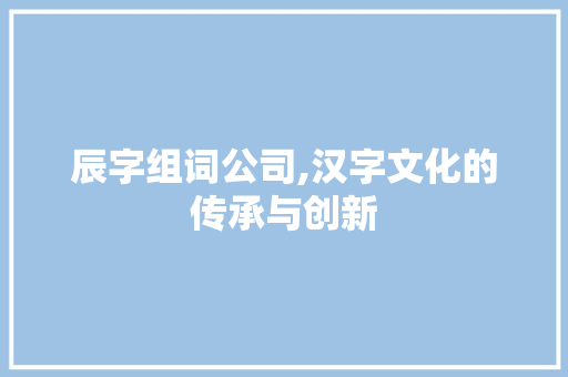 辰字组词公司,汉字文化的传承与创新
