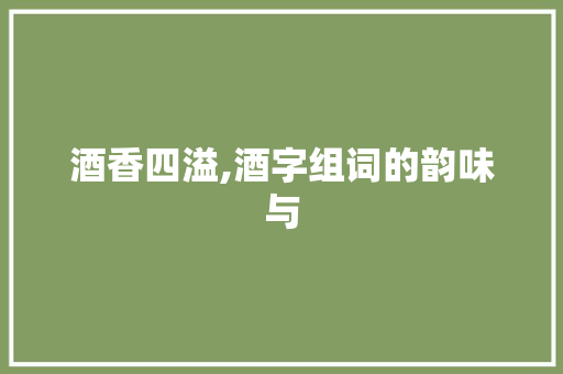 酒香四溢,酒字组词的韵味与