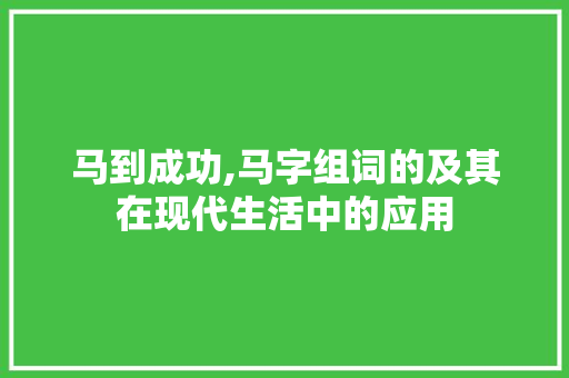 马到成功,马字组词的及其在现代生活中的应用