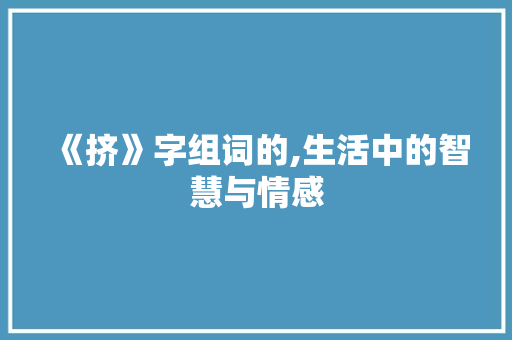 《挤》字组词的,生活中的智慧与情感