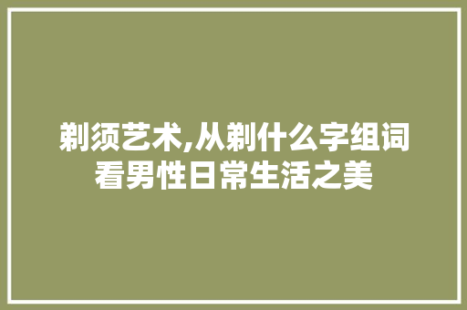 剃须艺术,从剃什么字组词看男性日常生活之美