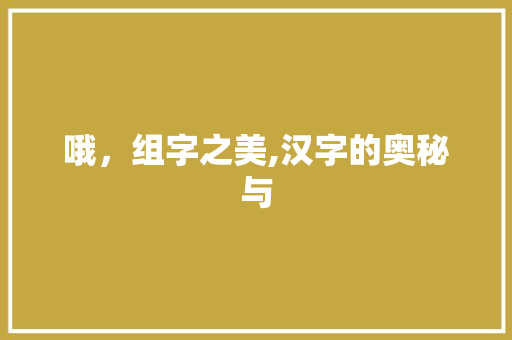 哦，组字之美,汉字的奥秘与