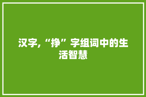 汉字,“挣”字组词中的生活智慧