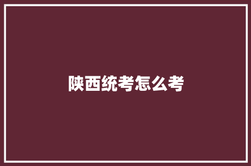 陕西统考怎么考