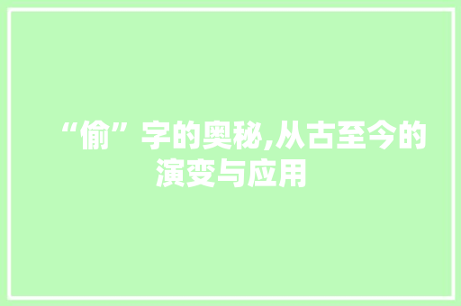 “偷”字的奥秘,从古至今的演变与应用