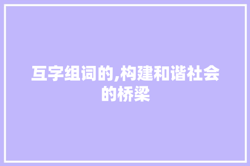 互字组词的,构建和谐社会的桥梁