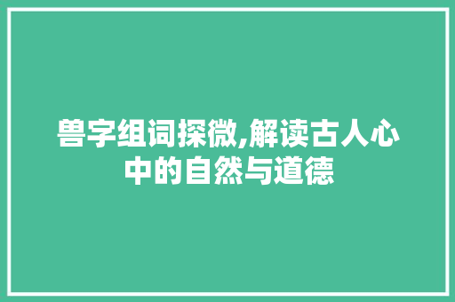 兽字组词探微,解读古人心中的自然与道德
