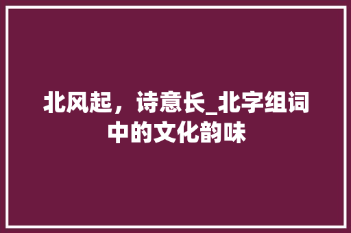 北风起，诗意长_北字组词中的文化韵味