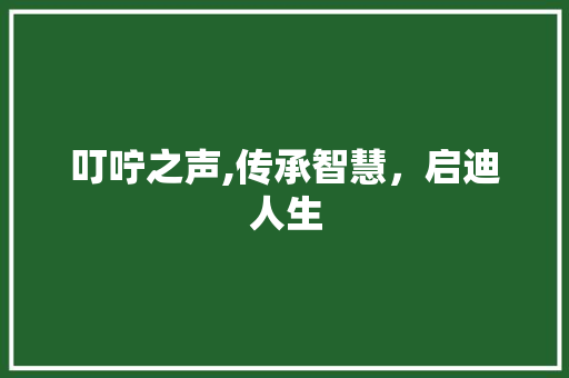 叮咛之声,传承智慧，启迪人生