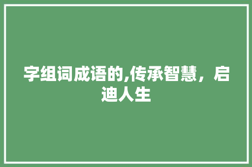 字组词成语的,传承智慧，启迪人生