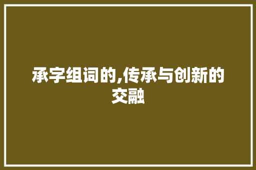 承字组词的,传承与创新的交融