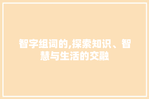 智字组词的,探索知识、智慧与生活的交融