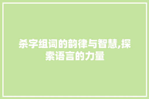 杀字组词的韵律与智慧,探索语言的力量