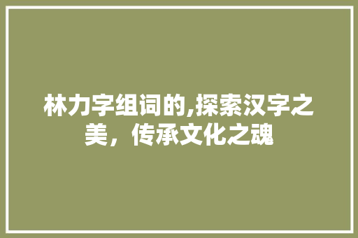 林力字组词的,探索汉字之美，传承文化之魂