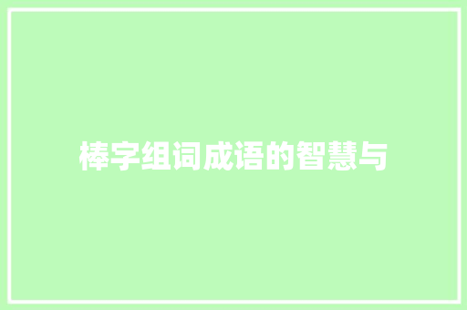 棒字组词成语的智慧与