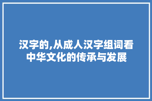 汉字的,从成人汉字组词看中华文化的传承与发展