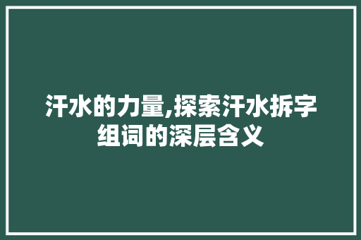 汗水的力量,探索汗水拆字组词的深层含义