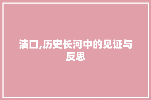 溃口,历史长河中的见证与反思