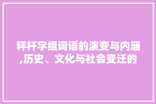 秤杆字组词语的演变与内涵,历史、文化与社会变迁的见证