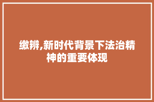 缴辨,新时代背景下法治精神的重要体现